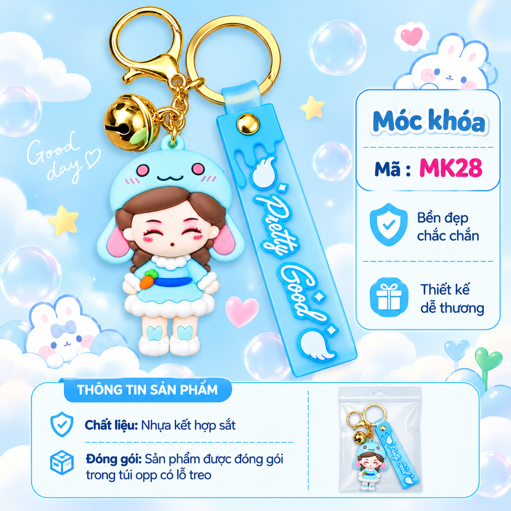 Móc khóa cô gái cô gái Cosplay 12 con giáp - SKU : mk28 - (VAT: MK001-5)