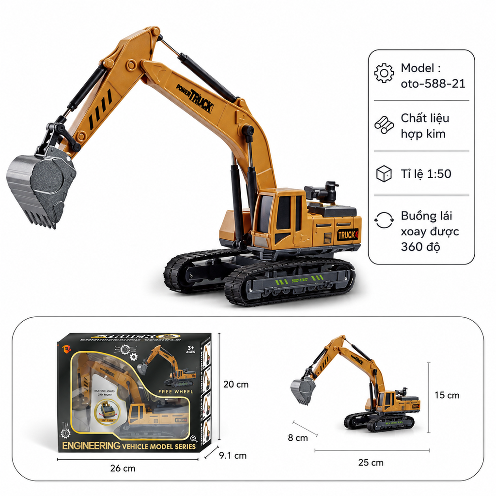 Mô Hình 4 loại Xe Cần Cẩu , chất liệu hợp kim và nhựa - Dài 25cm - rộng 8cm - cao 15cm - SKU : oto-588-21 - ( Vat : 003-01-70 !!! )