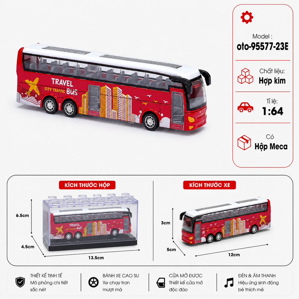 Mô Hình Xe Khách Chở Người -  tỉ lệ 1:64 chất liệu hợp kim - SKU : oto-95577-23E - ( VAT : 103-01-20 ) - K157-T2-S9