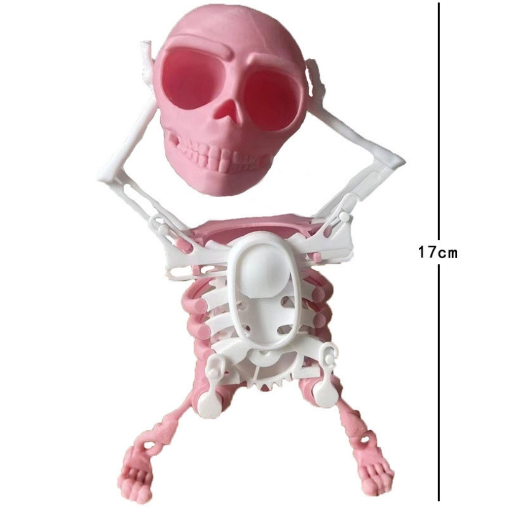 Đồ Chơi Trẻ Em bộ xương trắng hồng nhảy múa - Cao 17cm - Nặng 200gram - Hộp Màu K77-T2-S11