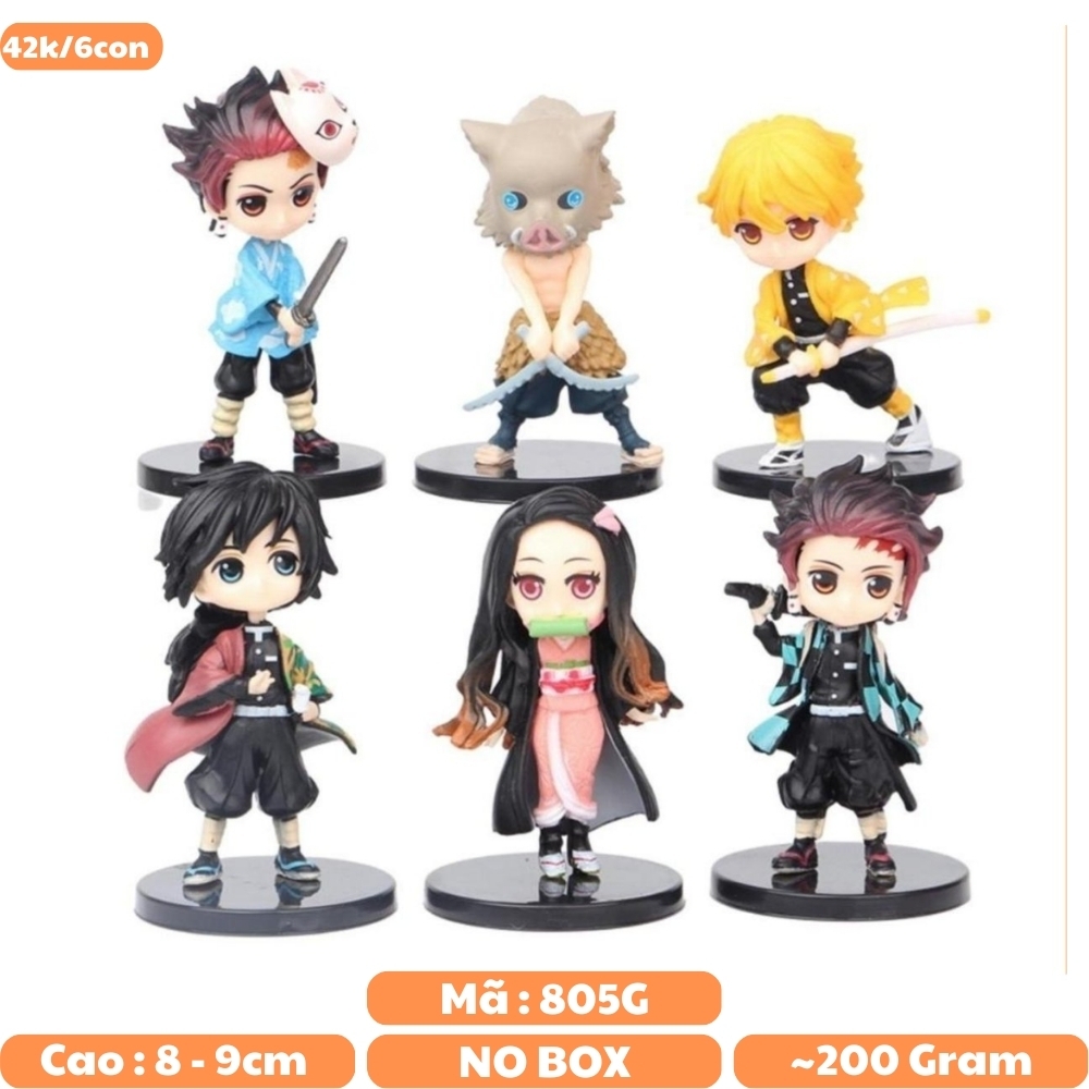 Mô hình đồ chơi - Bộ 6 Nhân Vật Lưỡi Quỷ  - Kimetsu No Yaiba - No Box - N3-K45-T2-S1