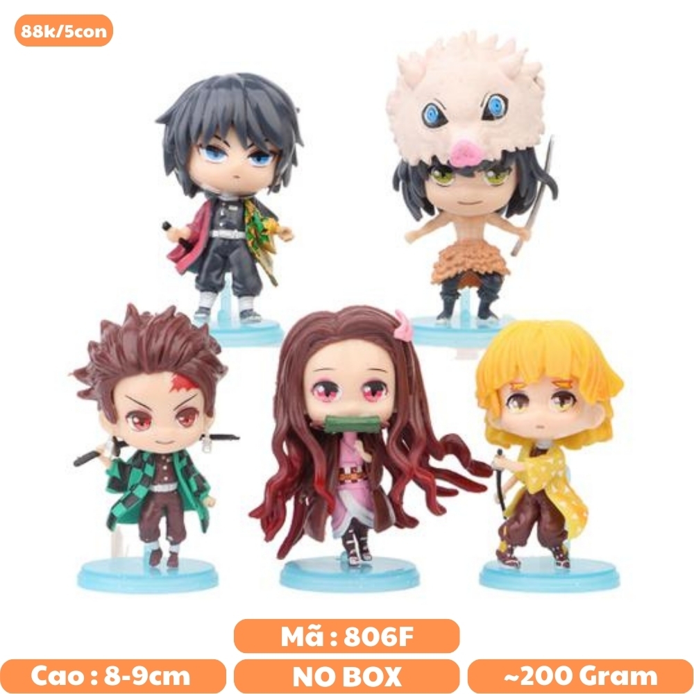 Mô hình đồ chơi -Combo 5 em figure Tanjirou , Nezuko , Zenitsu , Inosuke , Giyuu - Kimetsu No Yaiba - No Box