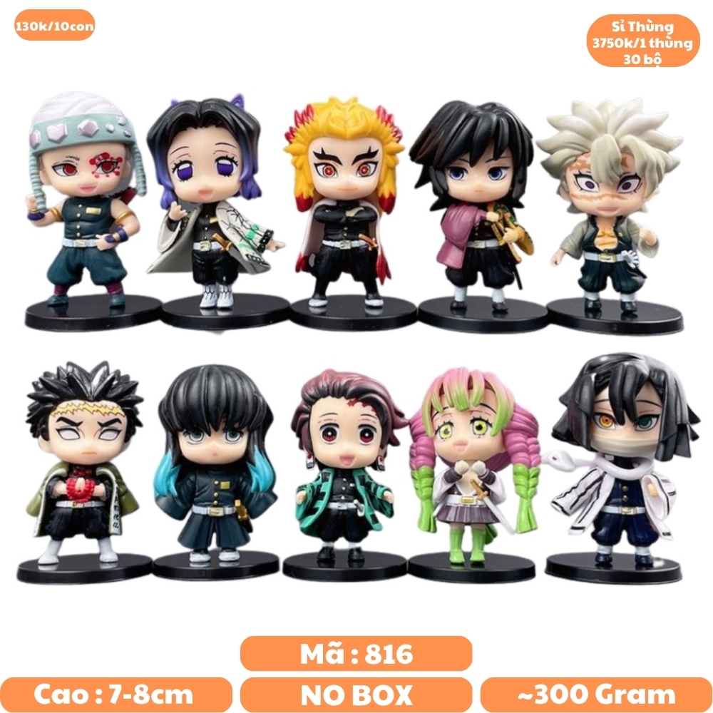 Mô hình Demon Slayer Bộ 10 các nhân vật thanh gươm diệt quỷ , cao 7 - 8 cm - Figure Kimetsu No Yaiba - No Box - N3-K44-T1-S3