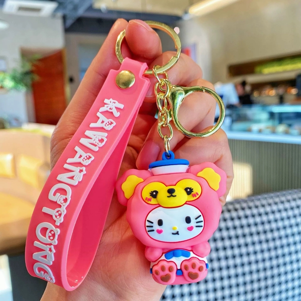 Móc khóa hello kitty cosplay gấu hồng - dây dài 11cm mô hình cao 6cm - nặng : 50gram - SKU: moc228 - (Vat: MK001) -   K78-T4-S7
