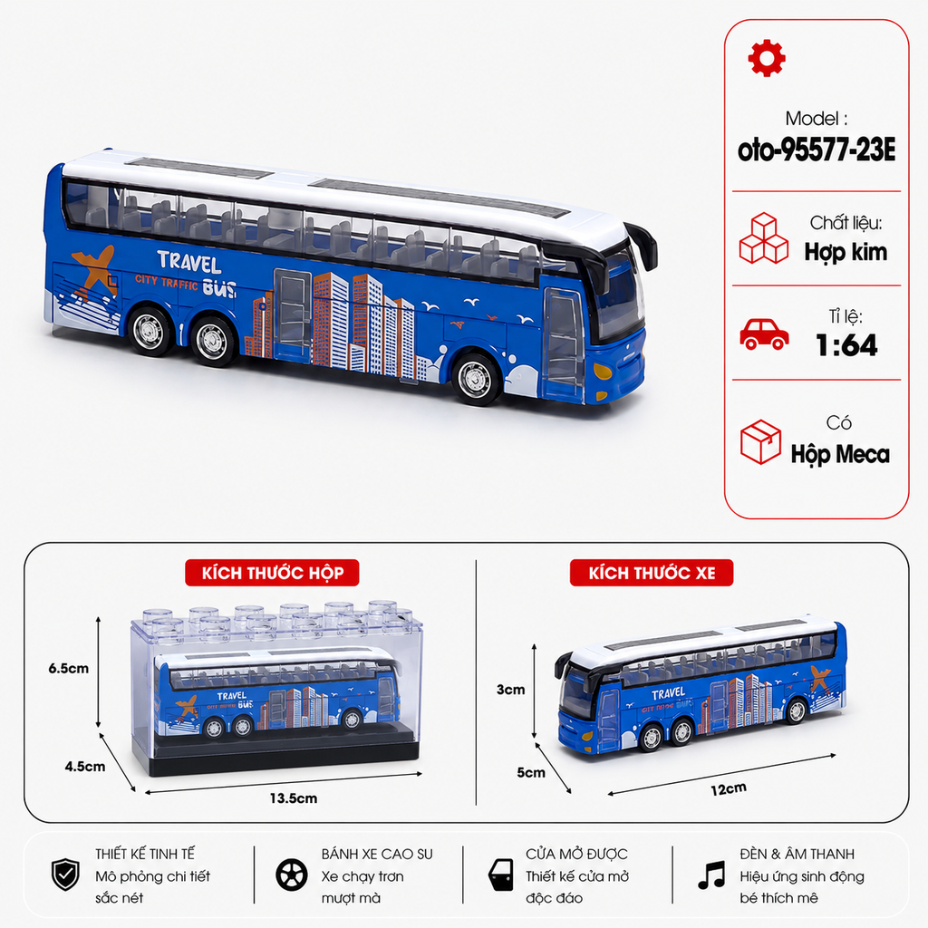 Mô Hình Xe Khách Chở Người -  tỉ lệ 1:64 chất liệu hợp kim - SKU : oto-95577-23E - ( VAT : 103-01-20 ) - K157-T2-S9
