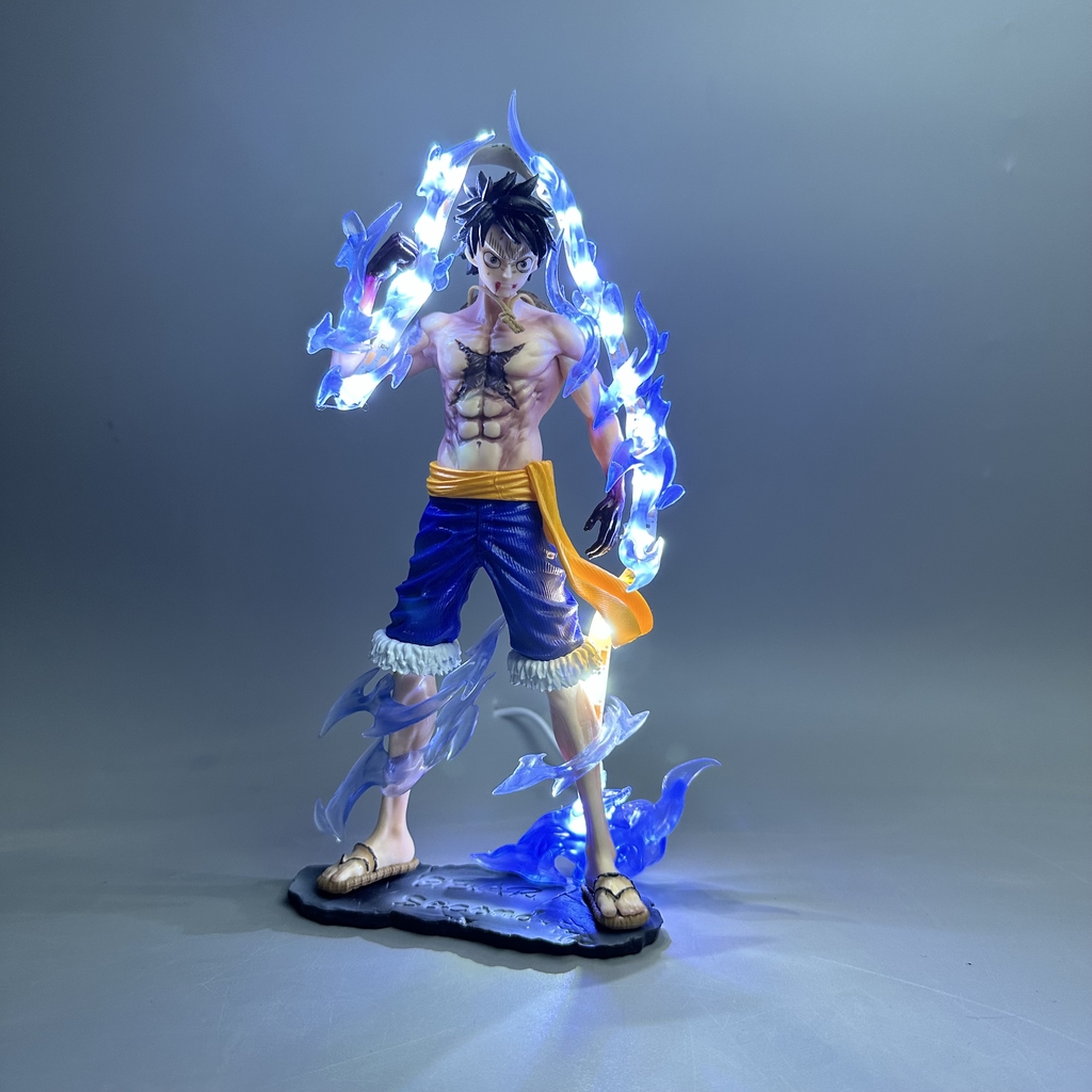 Mô hình OnePiece Luffy Haki hoa anh đào hiệu ứng xanh chế led - Cao 24cm - nặng 180gram - Phụ kiện : Đế - Figure One Piece - No Box N2