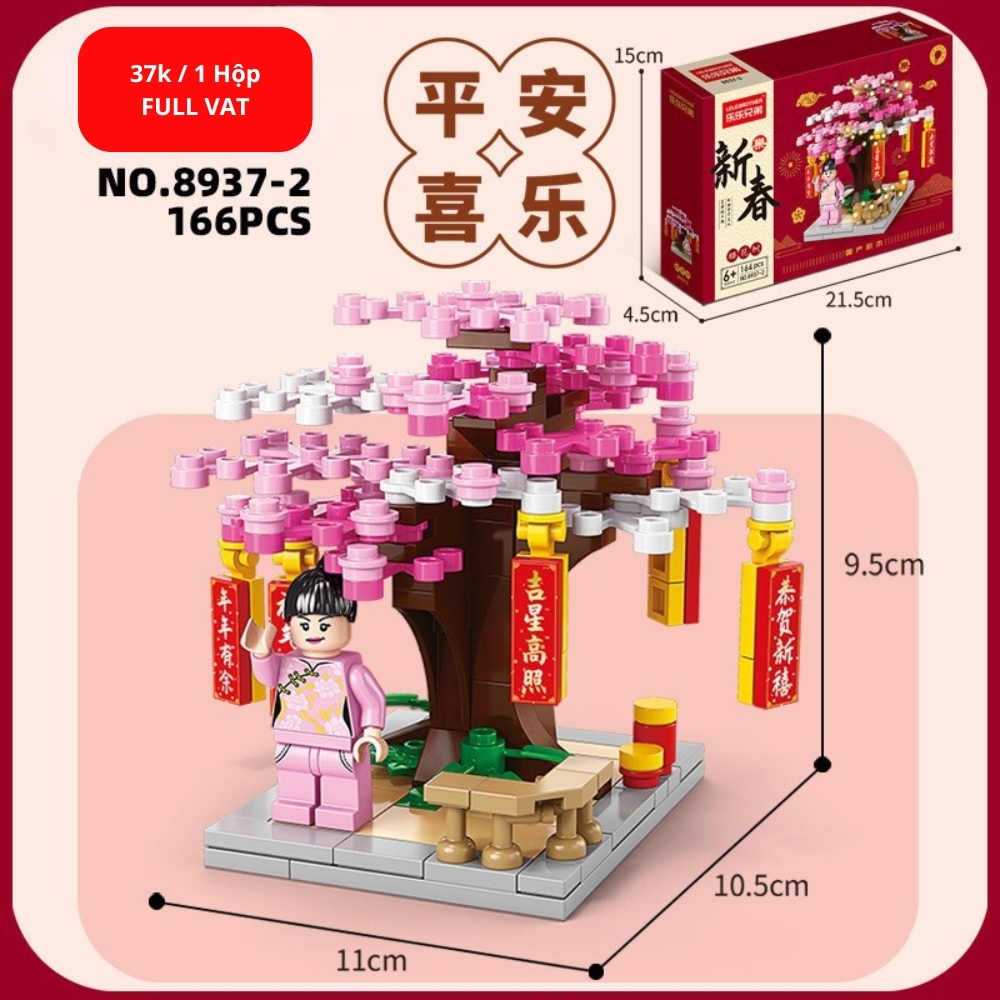 Bộ lắp ghép cây đào 164pcs. SKU:  LG-8937-2 ( VAT 001-26-11 ) K122-T1-S8 k125-t1-s10