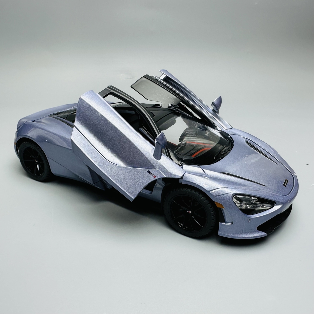 Mô Hình Xe Mclaren xám 1.24 Hợp kim có thể mở cửa - bánh sau chạy cót - Có tiếng - đèn pha sáng - Dài 20.5cm - rộng 10cm - cao 6cm - nặng ~ 1000gram - FULL BOX : box màu SKU : oto169