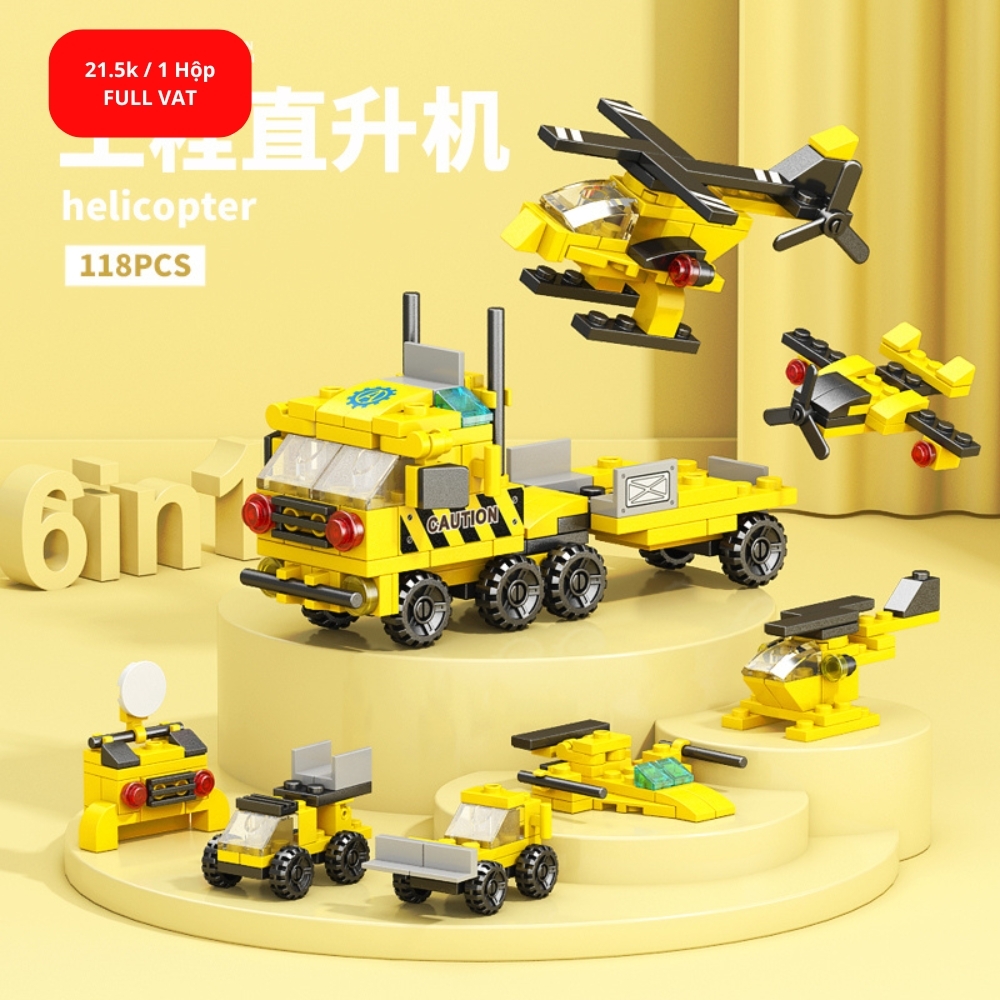 Đồ Chơi Lắp Ghép Lego Xe Máy Bay Vàng (6 IN 1) - 118pcs - Full Box - Sku : LG-8970-3 ( VAT 001-22-11 ) K116-T1-S7