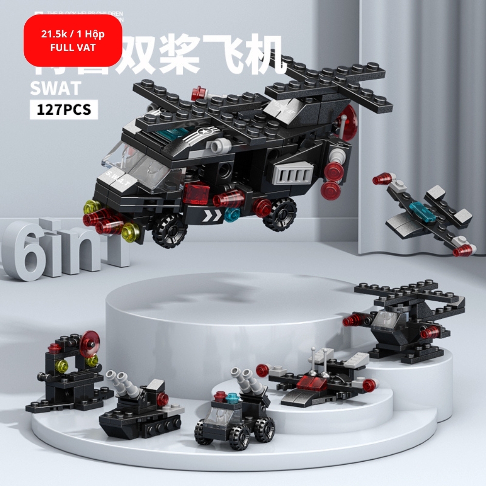 Đồ Chơi Lắp Ghép Lego Máy Bay Đen (6 IN 1) - 127 hạt - Full Box - Sku : LG-8970-4 ( VAT 001-22-11 ) K116-T1-S8