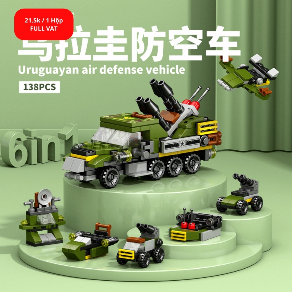 Đồ Chơi Lắp Ghép Lego Xe Tăng Xanh Chở Tên Lửa (6 IN 1) - 138 hạt - Full Box - Sku : LG-8971-1 ( VAT 001-22-11 ) - K85-T2-S1