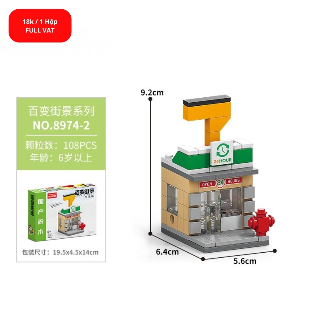 Đồ Chơi Lắp Ghép Lego Cửa hàng tiện lợi - 108 hạt - Full Box - Sku : LG-8974-2 ( VAT 001-11-11 ) - K128-T1-S2,S9