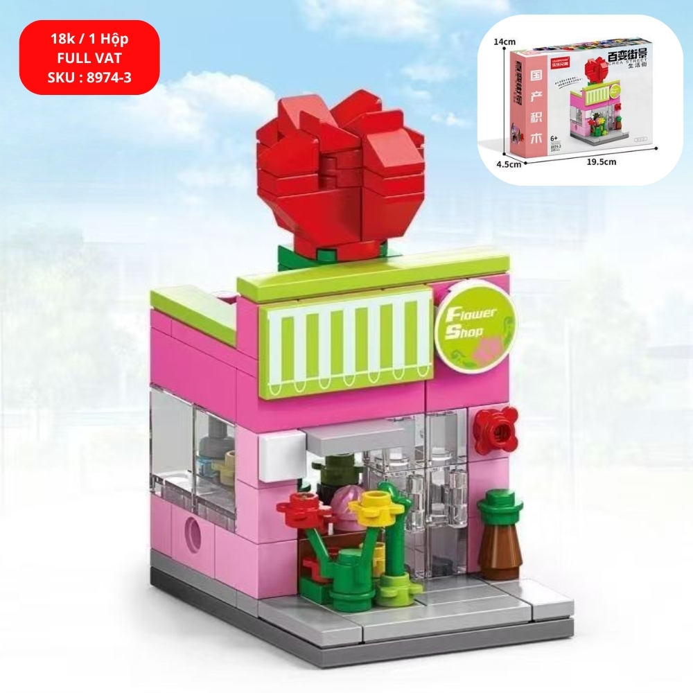 Đồ Chơi Lắp Ghép Lego Cửa hàng hoa - 105 hạt - Full Box - Sku : LG-8974-3 ( VAT 001-11-11 ) - K128-T1-S3