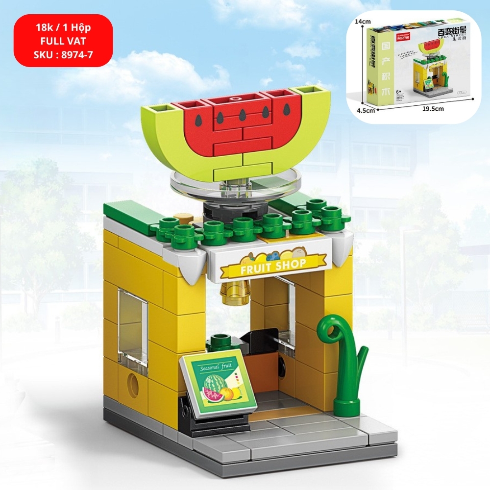 Đồ Chơi Lắp Ghép Lego Cửa hàng Trái Cây - 91 hạt - Full Box - Sku : LG-8974-7 ( VAT 001-11-11 ) - K128-T1-S7