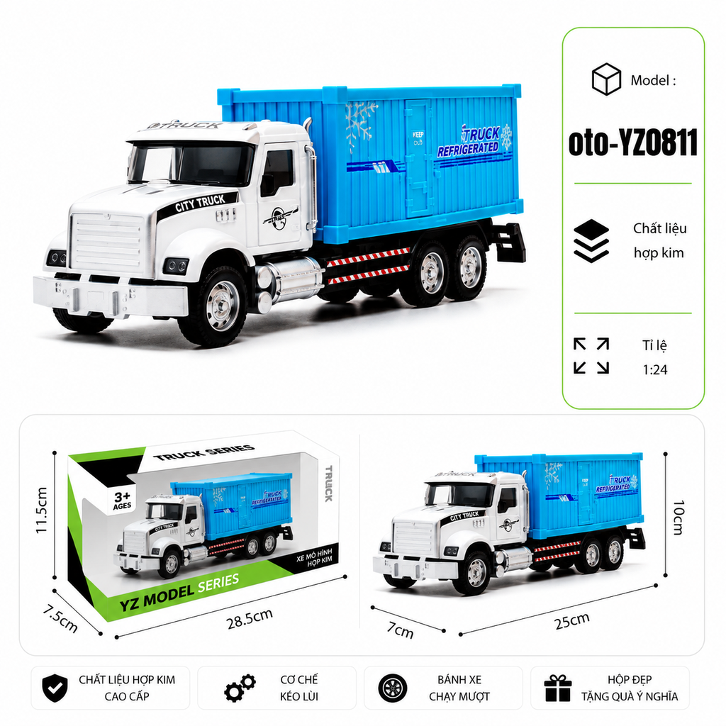 Xe Công Trình Đô Thị có nhiều kiểu dáng , chất liệu hợp kim , tỉ lệ 1:24 : SKU : oto-YZ0811 ( Vat : 103-02-50 )