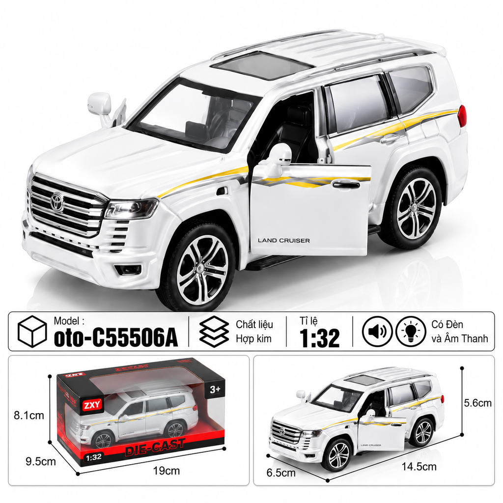 Xe thể thao nhiều màu sắc chất liệu hợp kim , Có Đèn và Âm Thanh , tỉ lệ 1:32 : SKU : oto-C55506A ( Vat : 103-01-60 )