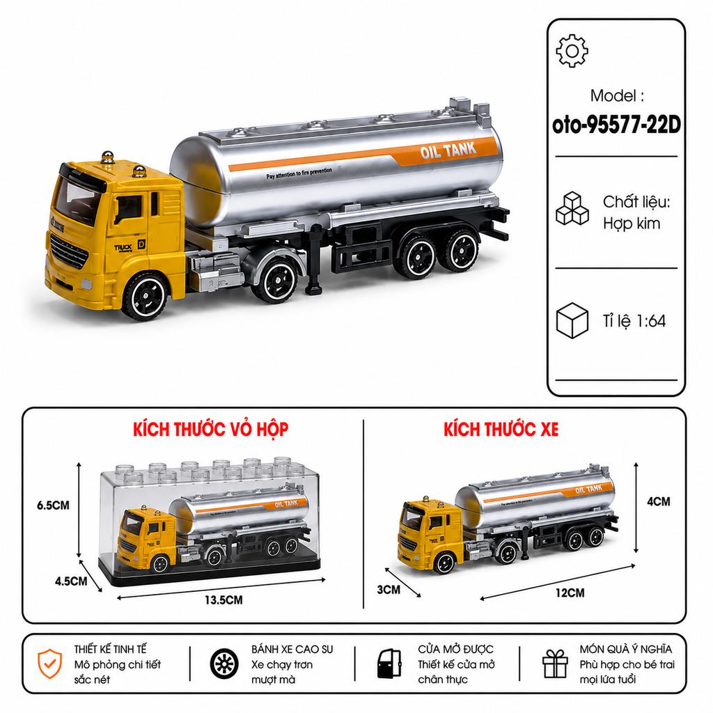 Xe Bồn chở nước - chất liệu hợp kim - tỉ lệ 1:64 - SKU : oto-95577-22D ( VAT : 103-01-25 ) - K154-T2-S2