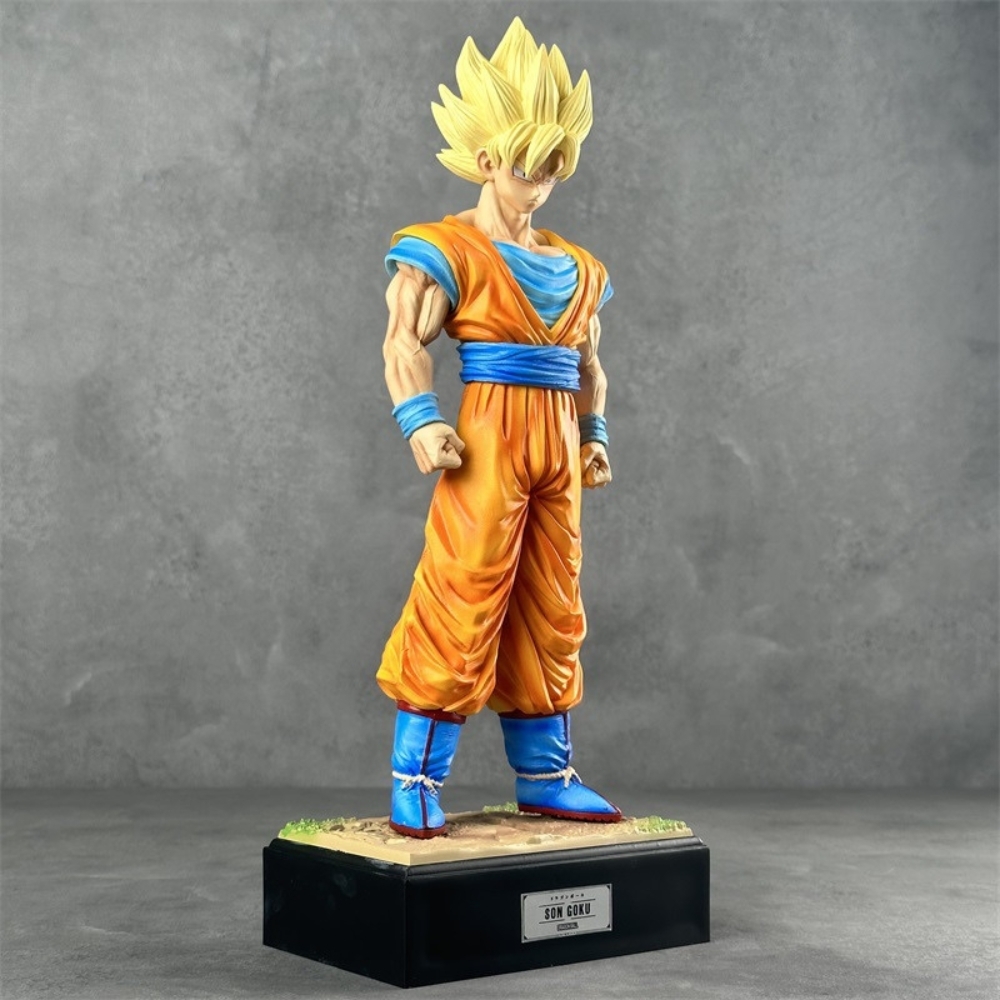 Mô Hình Songoku dáng đứng có base đẹp - 2 đầu thay thế - Cao 34cm - Nặng 700gram - Hộp Bìa carton - Figure anime Dragon ball