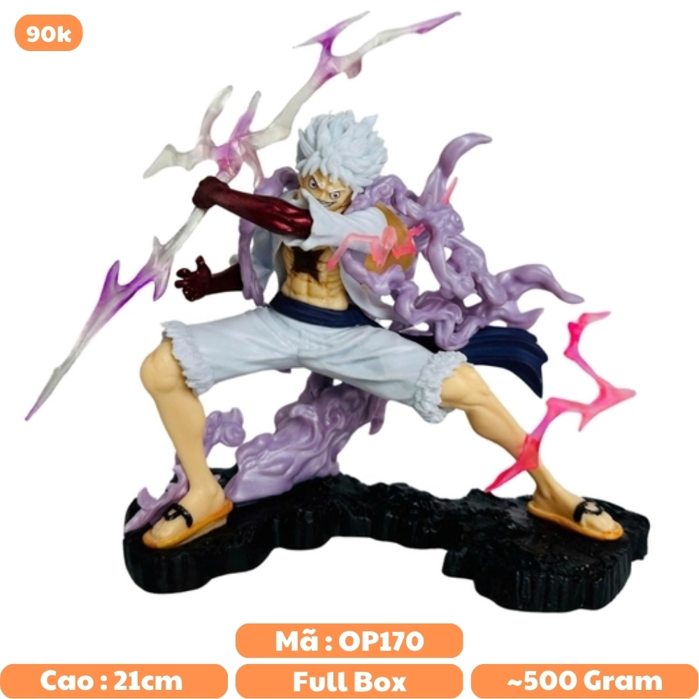 Mô Hình OnePiece Luffy gear 5 tcầm sét chiến đấu  - Cao 20cm - nặng 880gram - Phụ kiện đi kèm : 1 sét cầm tay , Figure OnePiece - có vỏ hộp màu -  C-10