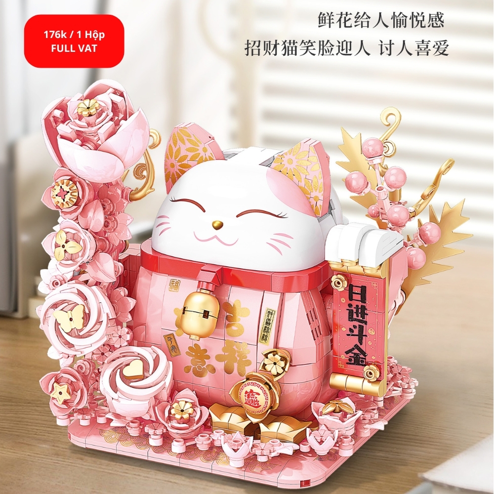 Đồ Chơi Lắp Ghép Lego Mèo Thần Tài Hồng 868pcs - Full Box - Sku : LG-9021 ( VAT 001-27-100) K124-T3-S3