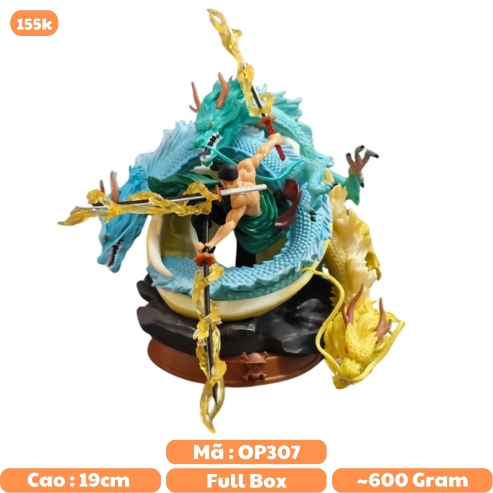 Mô Hình OnePiece Zoro Tam Long size 19cm - 2 đầu 3 kiếm 3 haki siêu ngầu - Figure OnePiece - Hộp Màu - K22-T3-S1 - (G-11)