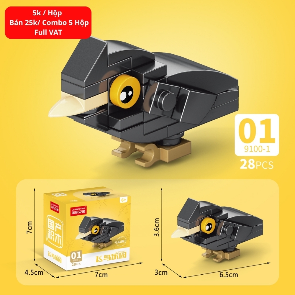 Combo 5 Bộ Lắp Ghép Mô Hình Các Loài Chim 28pcs. SKU: LG-9100-1 ( VAT 001-C5-11 ) K134-T3-S1