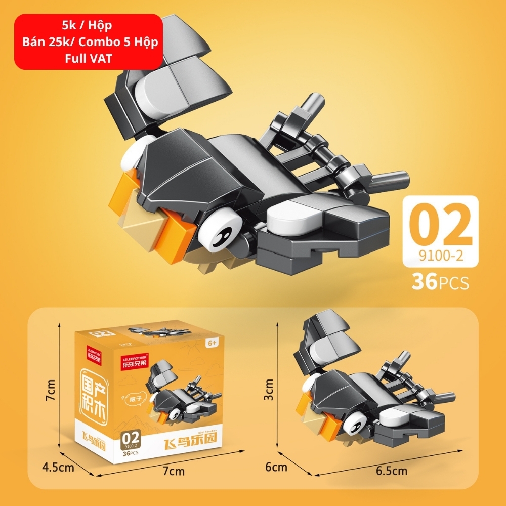 Combo 5 Bộ Lắp Ghép Mô Hình Các Loài Chim 36pcs. SKU: LG-9100-2 ( VAT 001-C5-11 ) K134-T3-S2