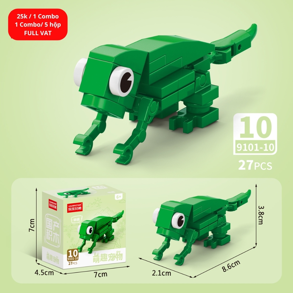 Combo 5 Bộ Lắp Ghép Mô Hình Động Vật 27pcs. SKU: LG-9101-10 ( VAT 001-C5-11 ) K135-T1-S10