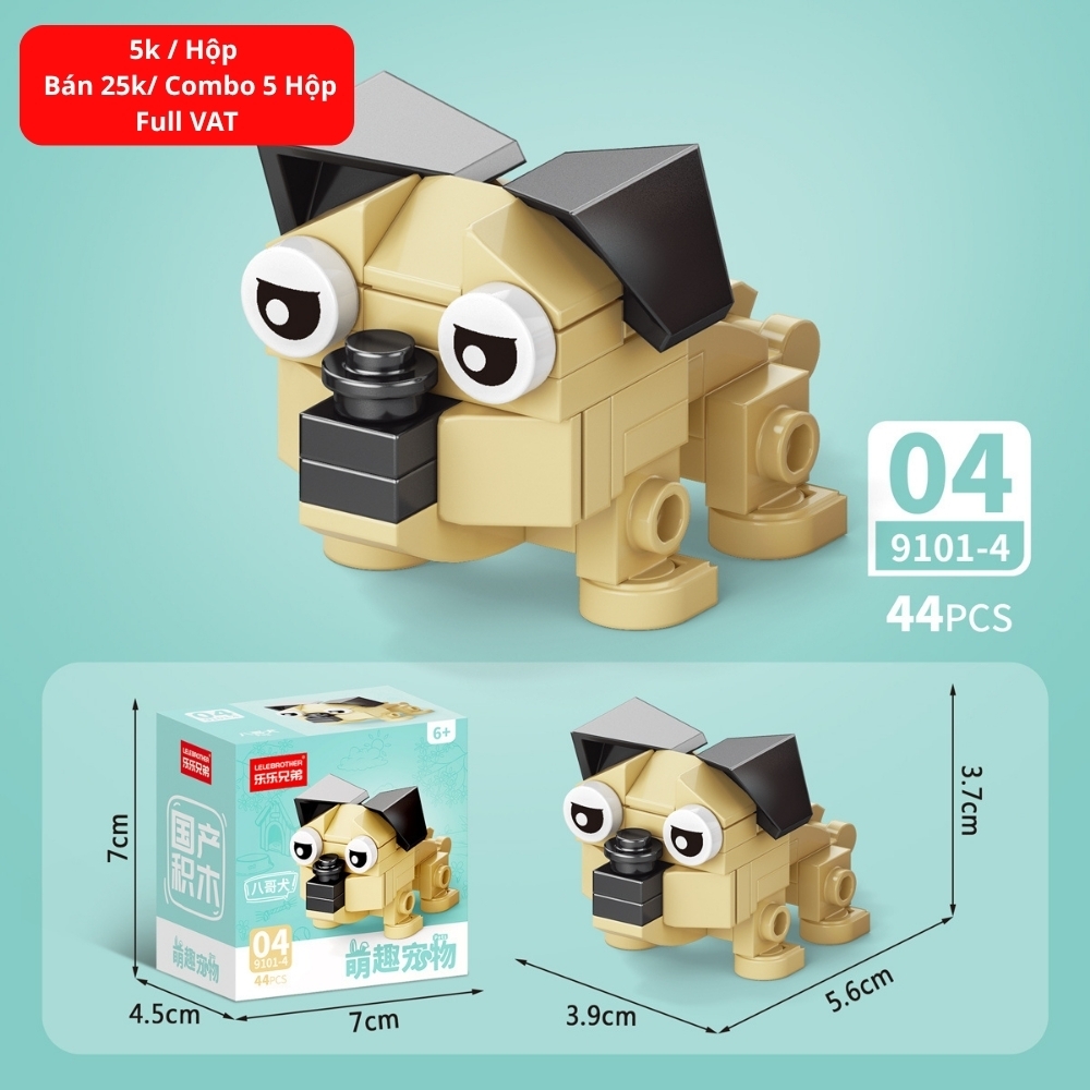 Combo 5 Bộ Lắp Ghép Mô Hình Động Vật 44pcs . SKU: LG-9101-4 ( VAT 001-C5-11 ) K135-T1-S4