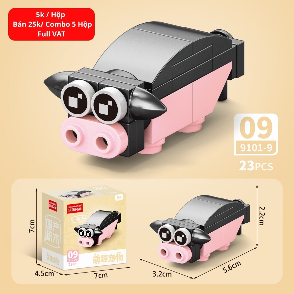 Combo 5 Bộ Lắp Ghép Mô Hình Động Vật 23pcs. SKU: LG-9101-9 ( VAT 001-C5-11 ) K135-T1-S9