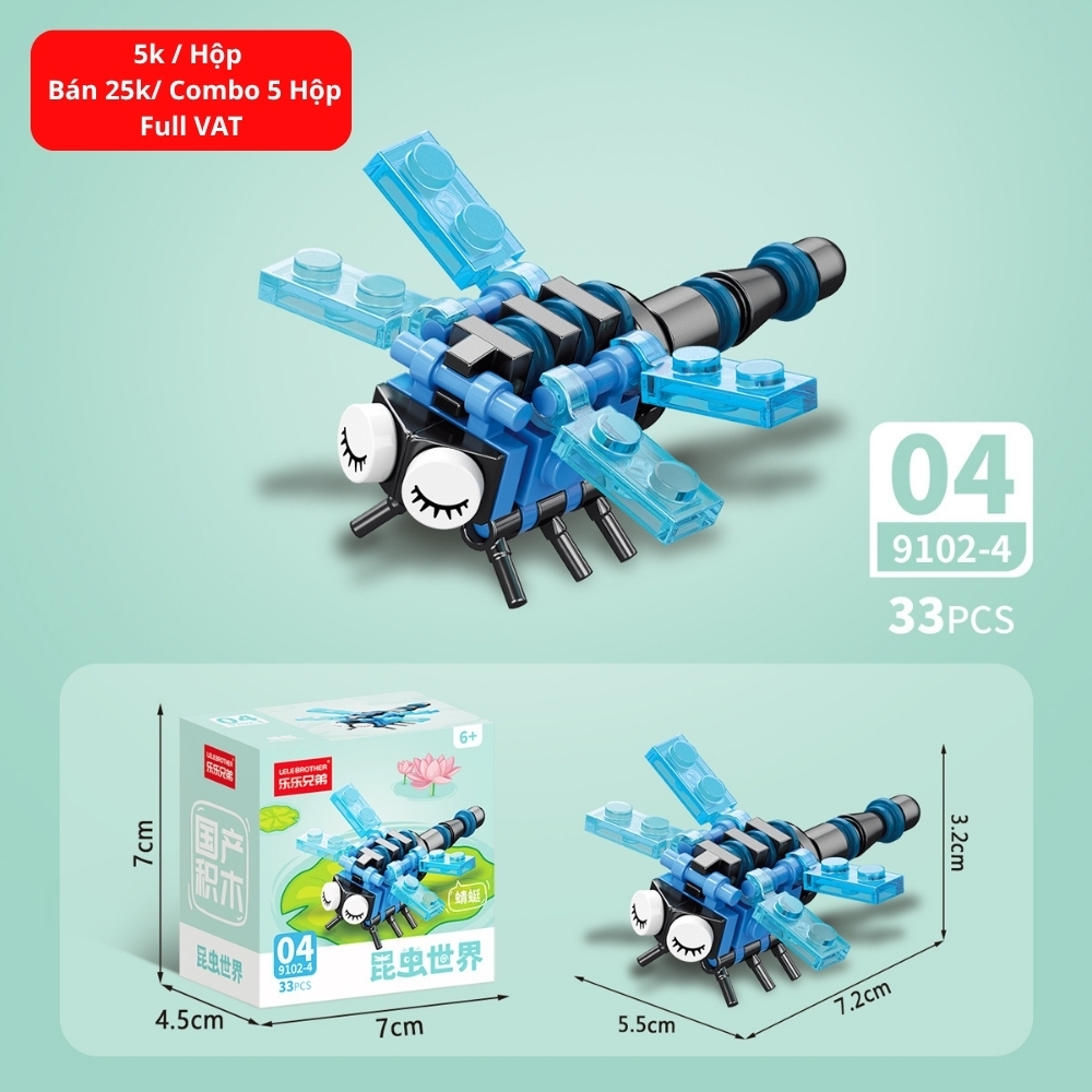 Combo 5 Bộ Lắp Ghép Mô Hình Côn Trùng 33pcs. SKU: LG-9102-4 ( VAT 001-C5-11 ) - K136-T2-S14