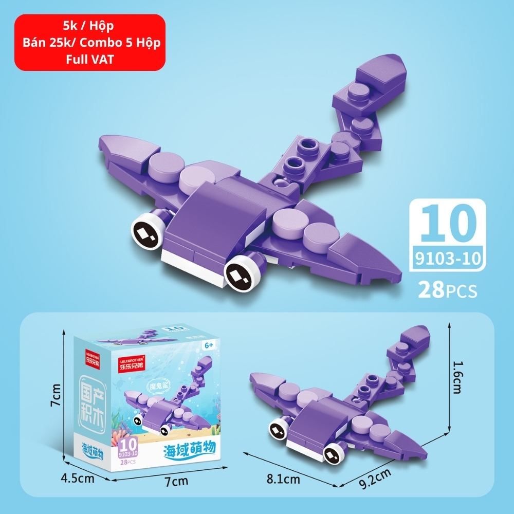 Combo 5 Bộ Lắp Ghép Mô Hình Động Vật Dưới Biển 28pcs. SKU: LG-9103-10 ( VAT 001-C5-11 ) K135-T3-S10
