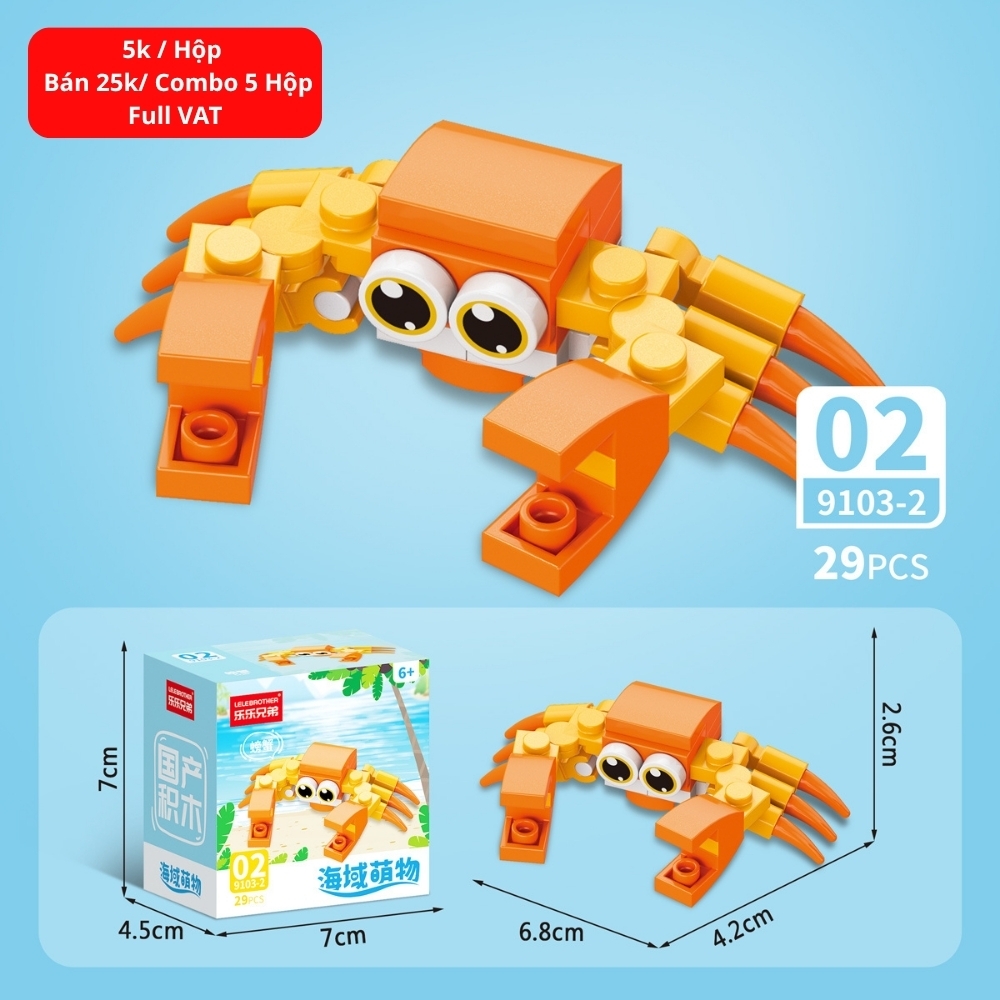 Combo 5 Bộ Lắp Ghép Mô Hình Động Vật Dưới Biển 29pcs. SKU: LG-9103-2 ( VAT 001-C5-11 ) K135-T3-S2