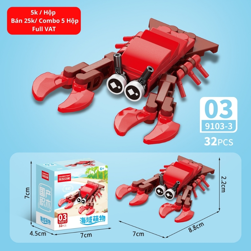 Combo 5 Bộ Lắp Ghép Mô Hình Động Vật Dưới Biển 32pcs. SKU: LG-9103-3 ( VAT 001-C5-11 ) K135-T3-S3