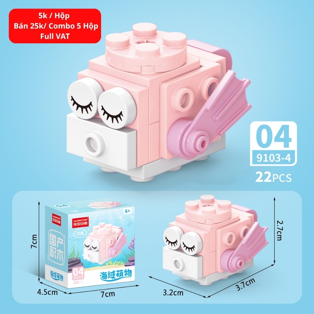 Combo 5 Bộ Lắp Ghép Mô Hình Động Vật Dưới Biển 22pcs. SKU: LG-9103-4 ( VAT 001-C5-11 ) K135-T3-S4