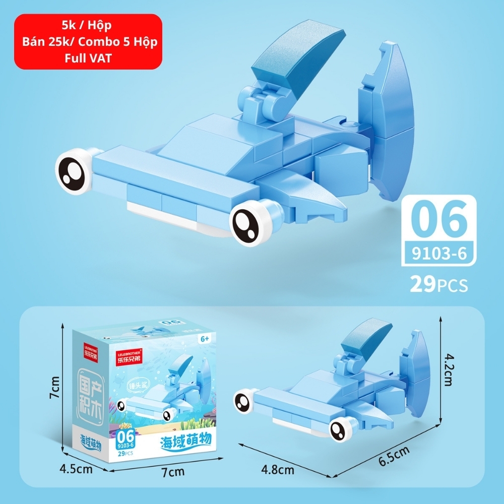 Combo 5 Bộ Lắp Ghép Mô Hình Động Vật Dưới Biển 29pcs. SKU: LG-9103-6 ( VAT 001-C5-11 ) K135-T3-S6