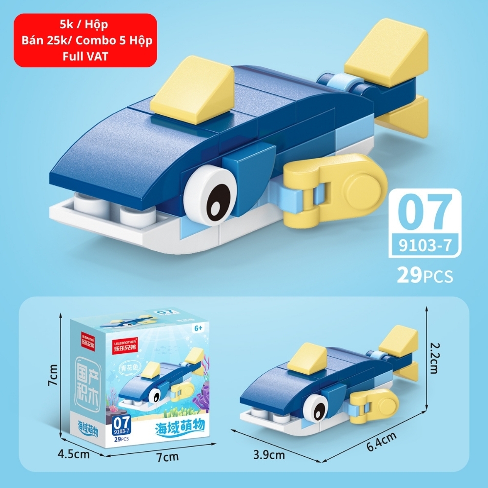 Combo 5 Bộ Lắp Ghép Mô Hình Động Vật Dưới Biển 29pcs. SKU: LG-9103-7 ( VAT 001-C5-11 ) K135-T3-S7