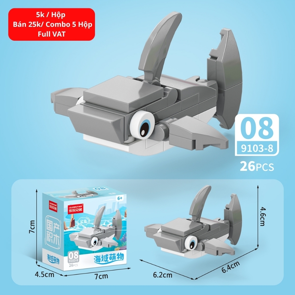 Combo 5 Bộ Lắp Ghép Mô Hình Động Vật Dưới Biển 26pcs. SKU: LG-9103-8 ( VAT 001-C5-11 ) K135-T3-S8