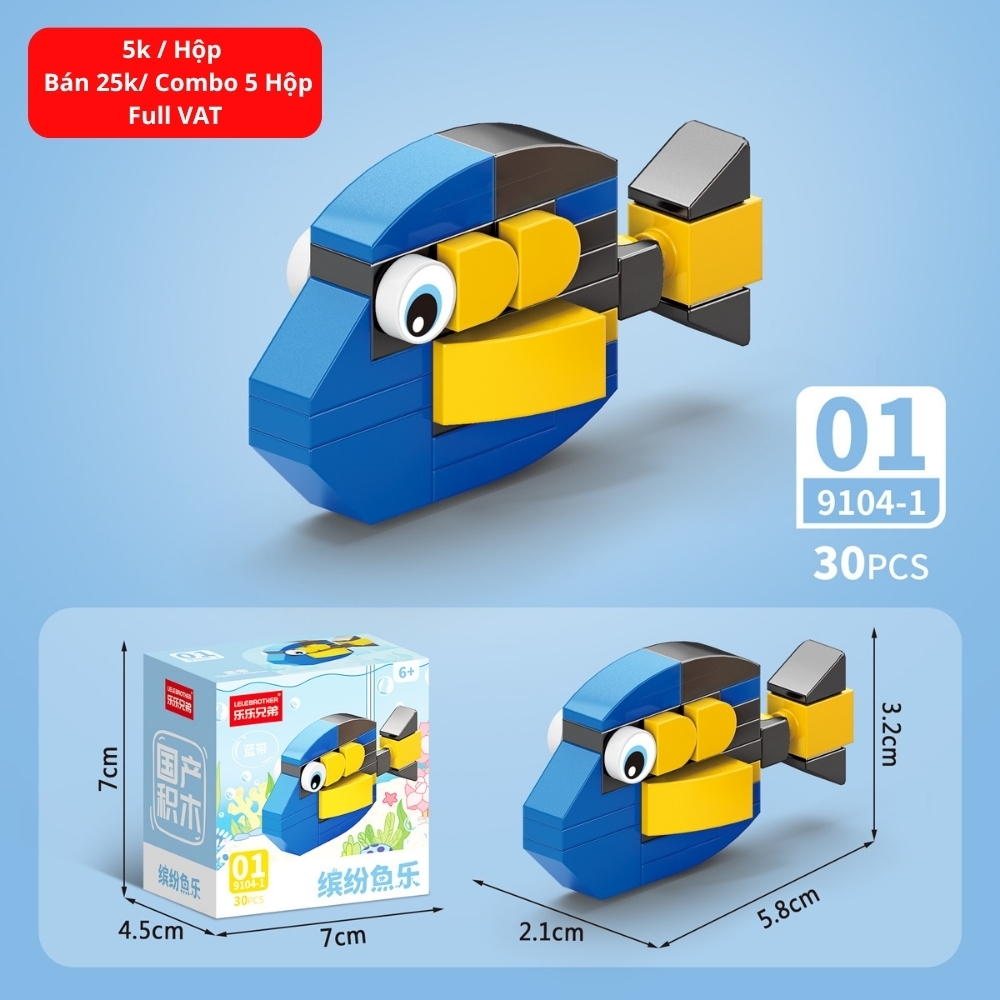 Combo 5 Bộ Lắp Ghép Mô Hình Động Vật 30pcs. SKU: LG-9104-1 ( VAT 001-C5-11 ) - K136-T1-S1