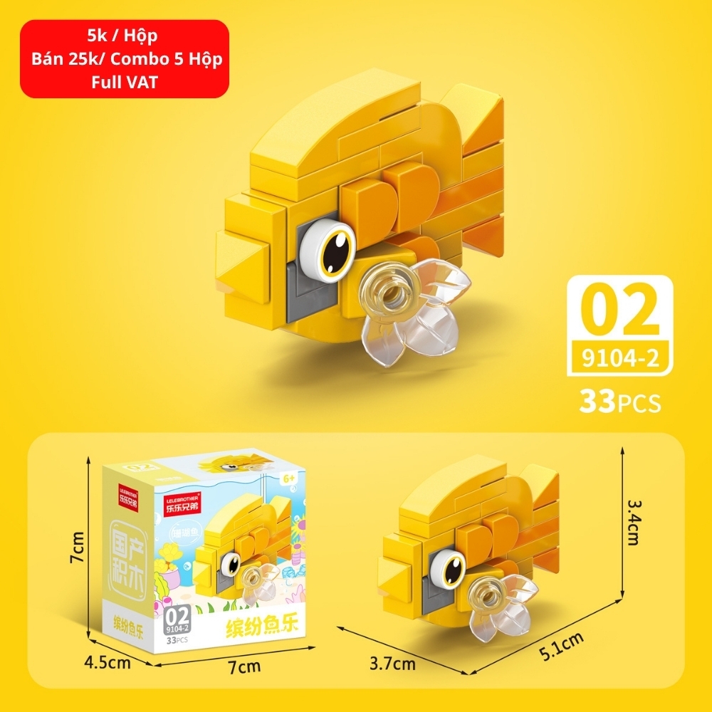 Combo 5 Bộ Lắp Ghép Mô Hình Động Vật 33pcs. SKU: LG-9104-2 ( VAT 001-C5-11 ) - K136-T1-S2