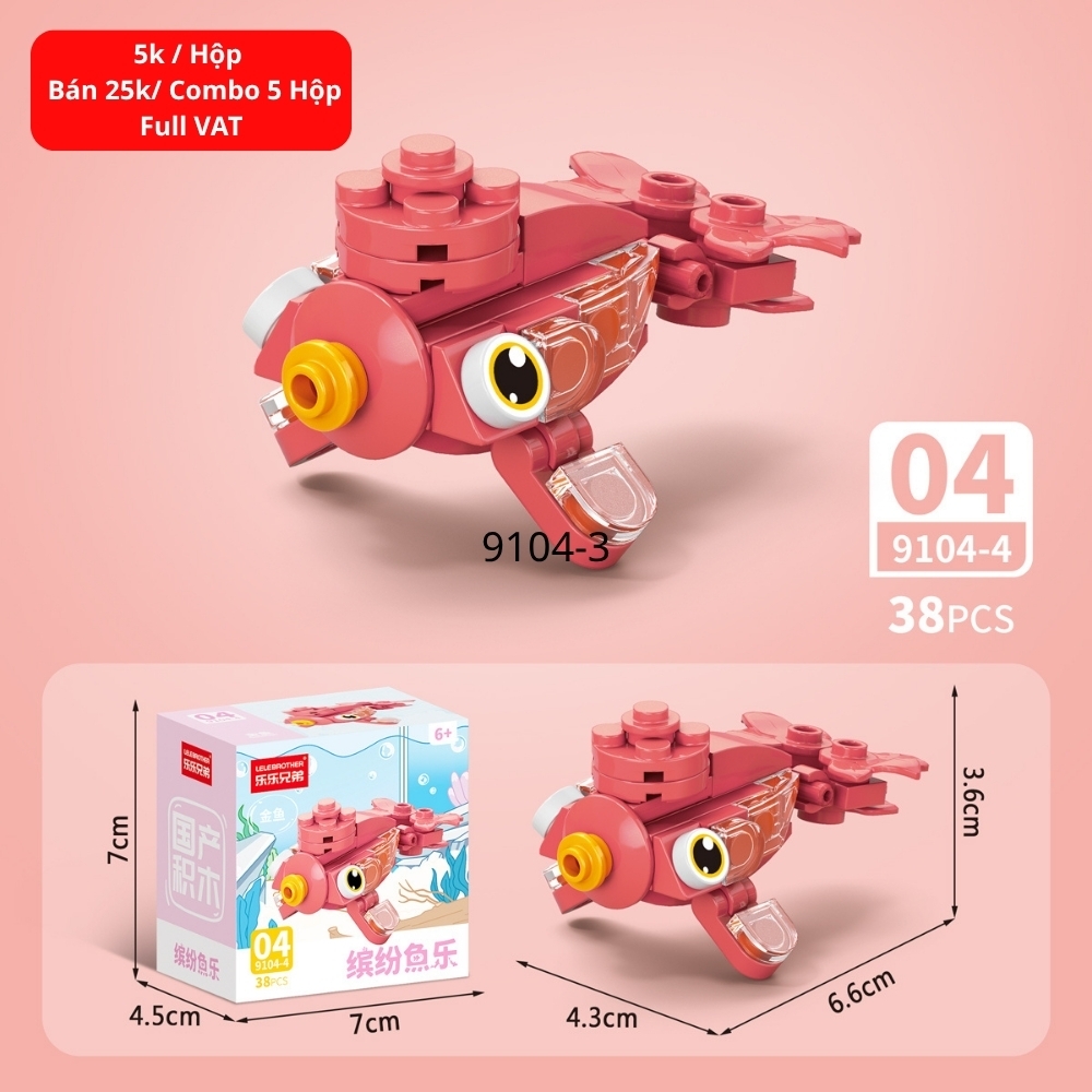 Combo 5 Bộ Lắp Ghép Mô Hình Động Vật 38pcs. SKU: LG-9104-4 ( VAT 001-C5-11 ) - K136-T1-S4