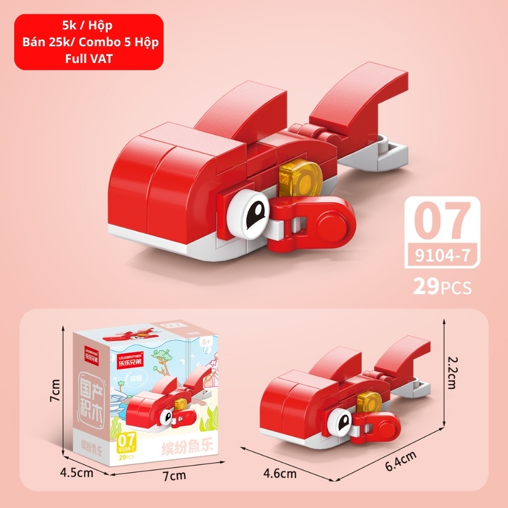 Combo 5 Bộ Lắp Ghép Mô Hình Động Vật 29pcs. SKU: LG-9104-7 ( VAT 001-C5-11 ) - K136-T1-S7