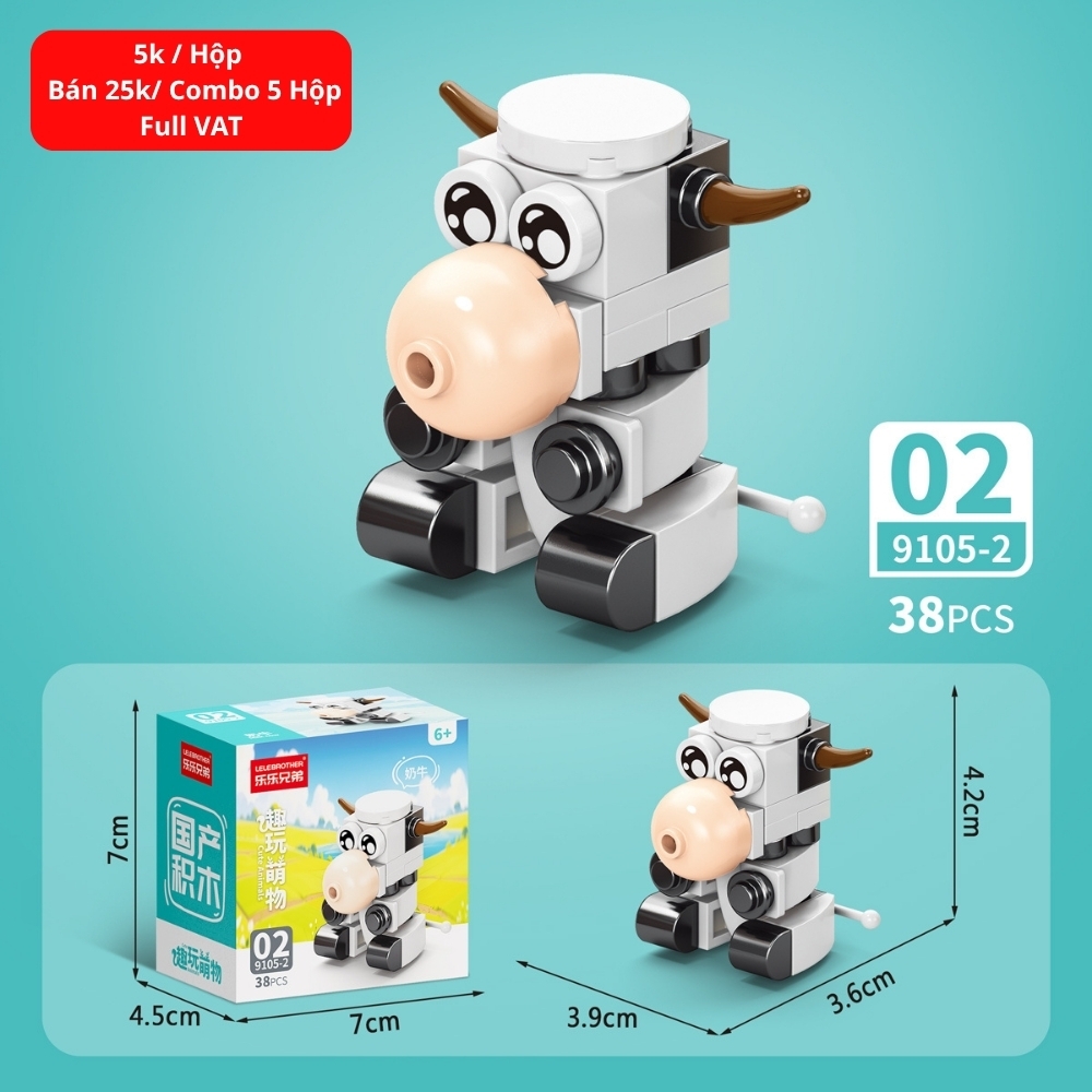 Combo 5 Bộ Lắp Ghép Mô Hình Động Vật 38pcs. SKU: LG-9105-2 ( VAT 001-C5-11 ) K133-T2-S2