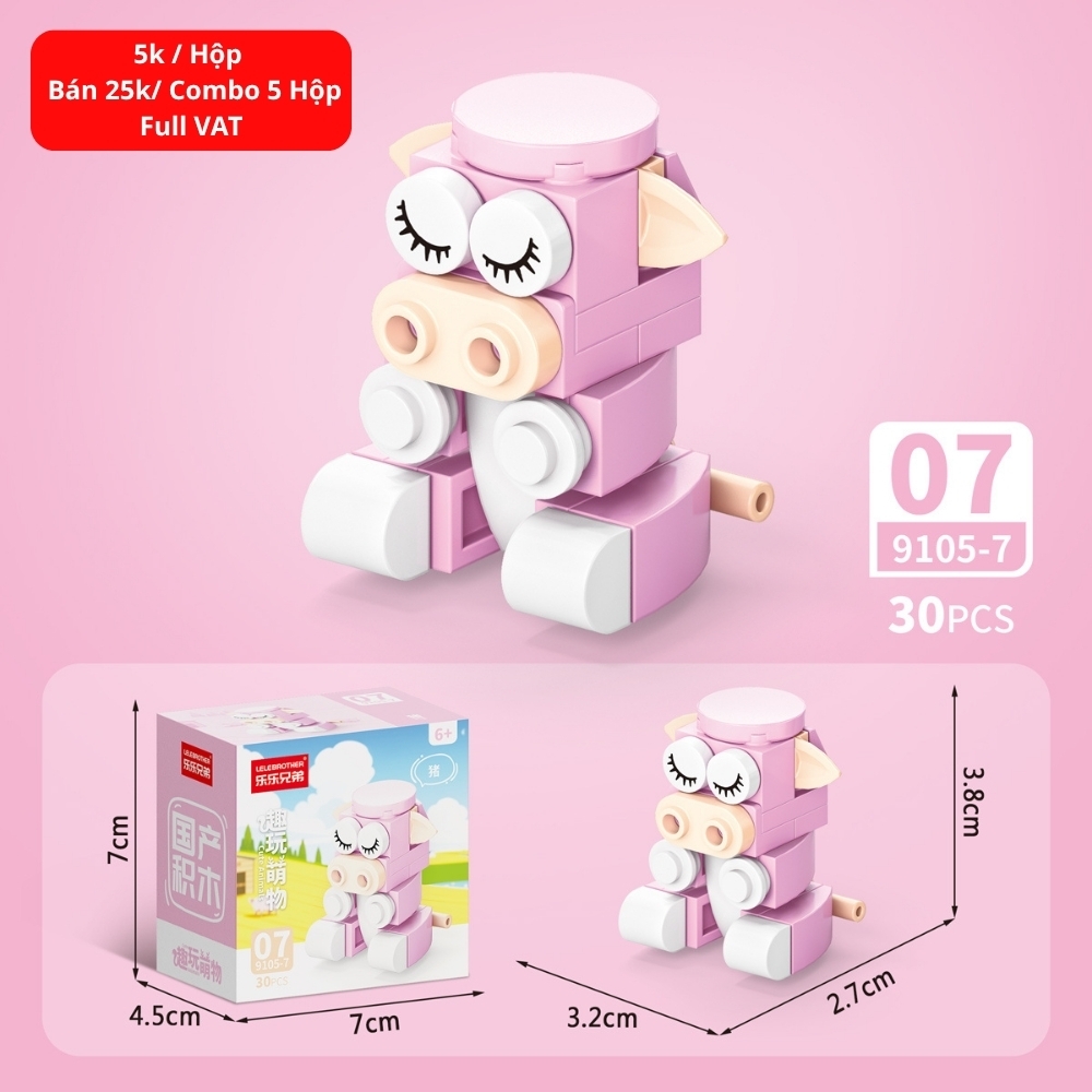 Combo 5 Bộ Lắp Ghép Mô Hình Động Vật 30pcs. SKU: LG-9105-7 ( VAT 001-C5-11 ) - K133-T2-S7