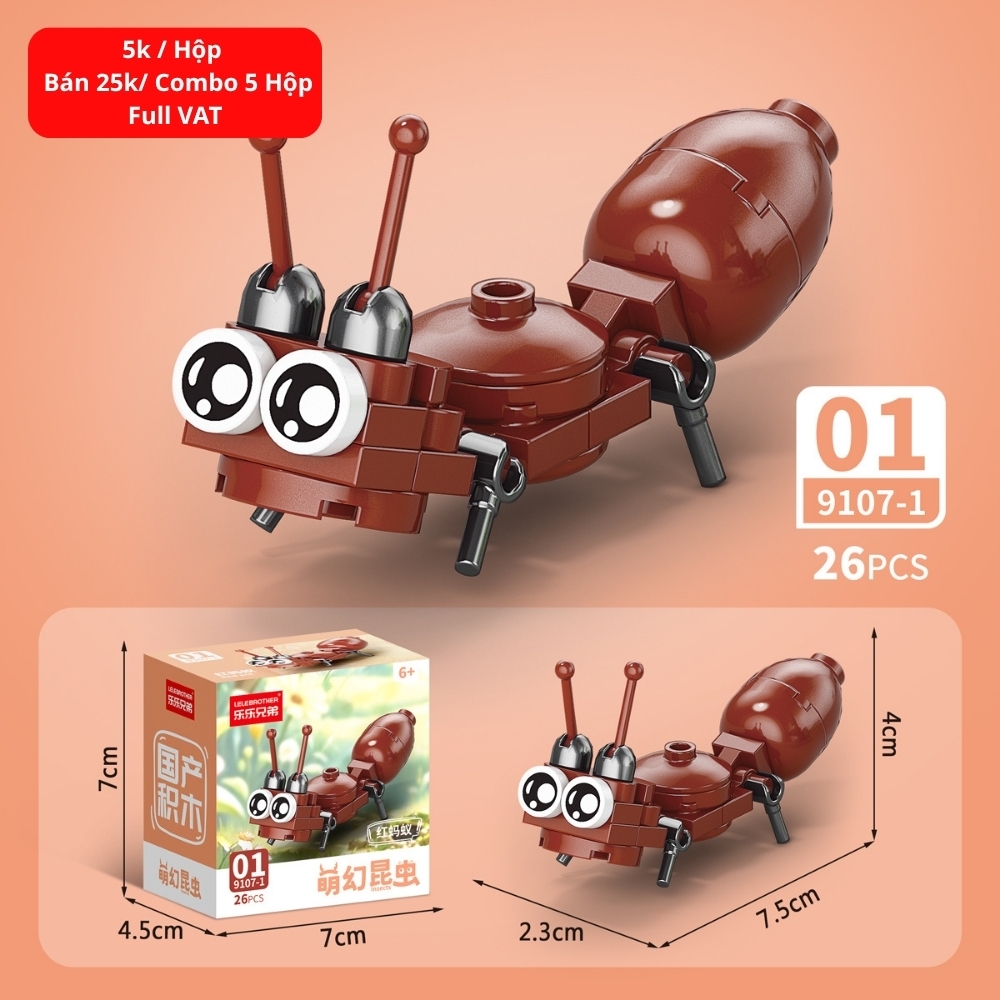 Combo 5 Bộ Lắp Ghép Mô Hình Côn Trùng 26pcs. SKU: LG-9107-1 ( VAT 001-C5-11 ) - K136-T2-S1