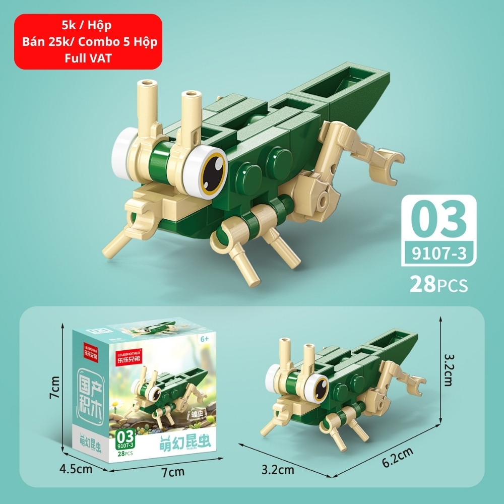 Combo 5 Bộ Lắp Ghép Mô Hình Côn Trùng 28pcs. SKU: LG-9107-3 ( VAT 001-C5-11 ) - K136-T2-S3