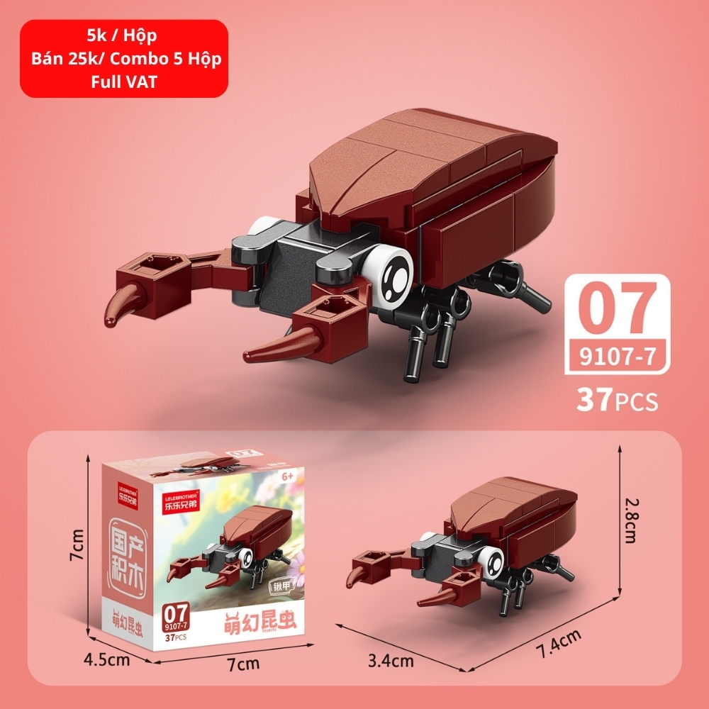 Combo 5 Bộ Lắp Ghép Mô Hình Côn Trùng 37pcs. SKU: LG-9107-7 ( VAT 001-C5-11 ) - K136-T2-S7