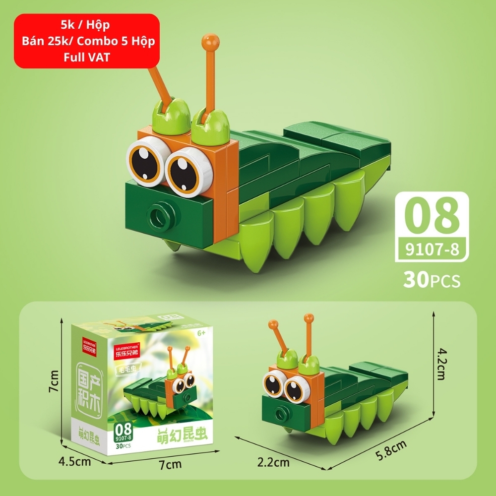 Combo 5 Bộ Lắp Ghép Mô Hình Côn Trùng 30pcs. SKU: LG-9107-8 ( VAT 001-C5-11 ) - K136-T2-S8