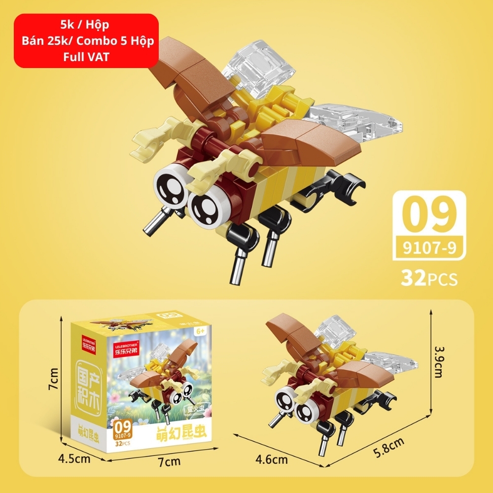 Combo 5 Bộ Lắp Ghép Mô Hình Côn Trùng 32pcs. SKU: LG-9107-9 ( VAT 001-C5-11 ) - K136-T2-S9