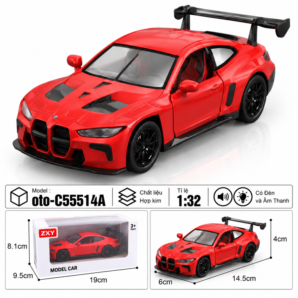 Xe thể thao nhiều màu sắc chất liệu hợp kim , Có Đèn và Âm Thanh , tỉ lệ 1:32 : SKU : oto-C55514A ( Vat : 103-01-60 )